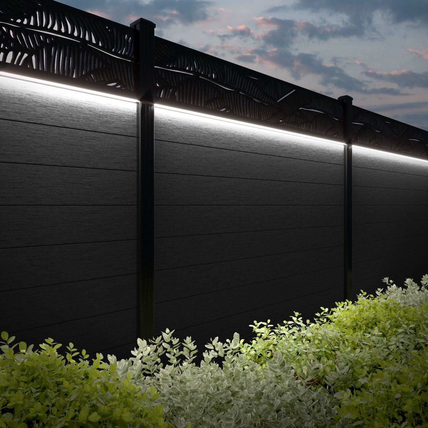 Fusion Feather Fence Panel - Black - with our composite posts