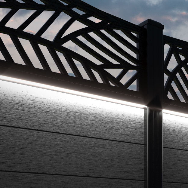 Fusion Habitat Curved Top Fence Panel - Black - with our composite posts