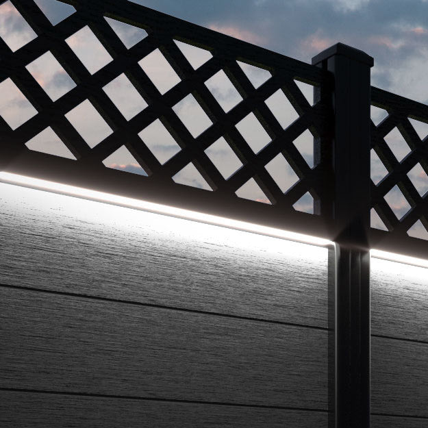 Fusion Hive Fence Panel - Black - with our aluminium posts