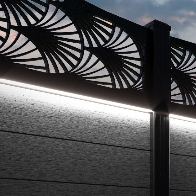 Fusion Laurel Curved Top Fence Panel - Black - with our composite posts