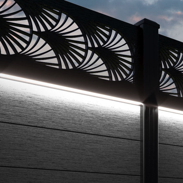 Fusion Laurel Fence Panel - Black - with our aluminium posts