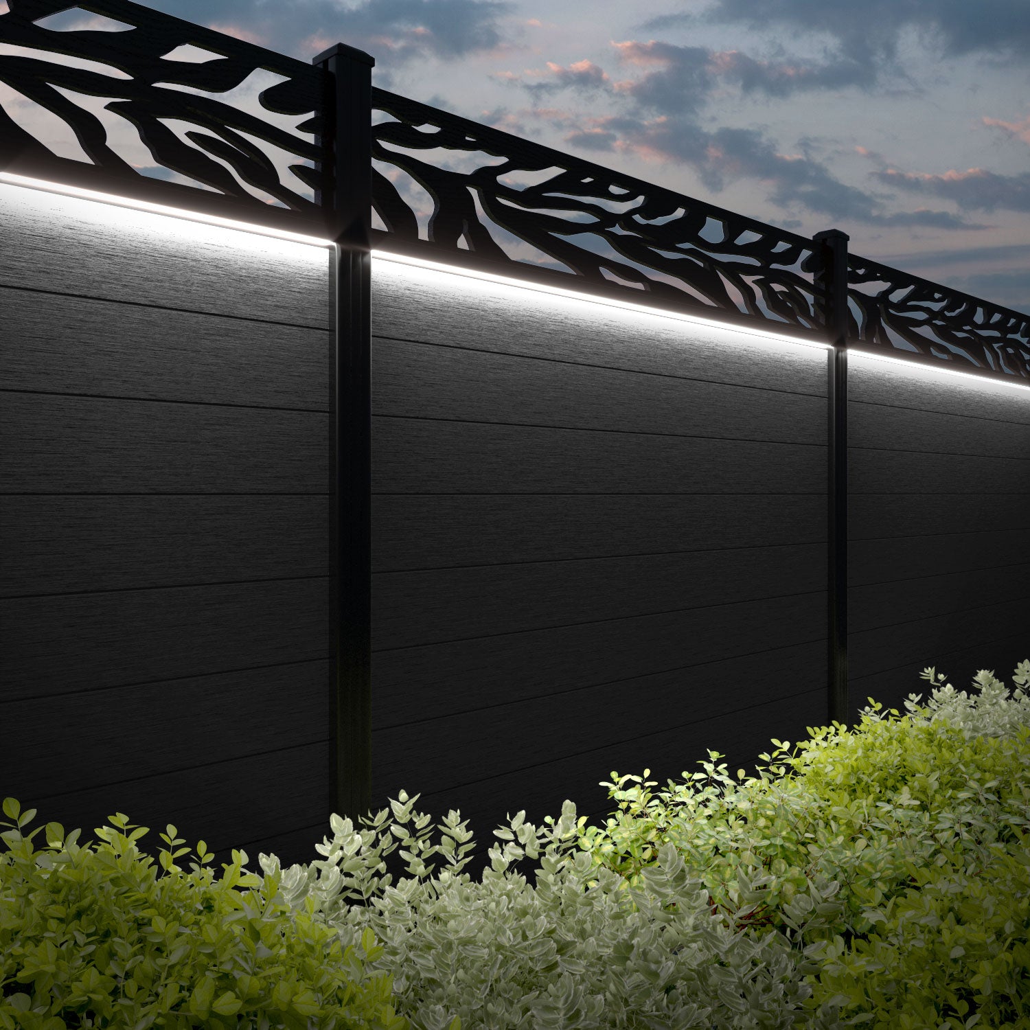 Fusion Malawi Fence Panel - Black - with our composite posts