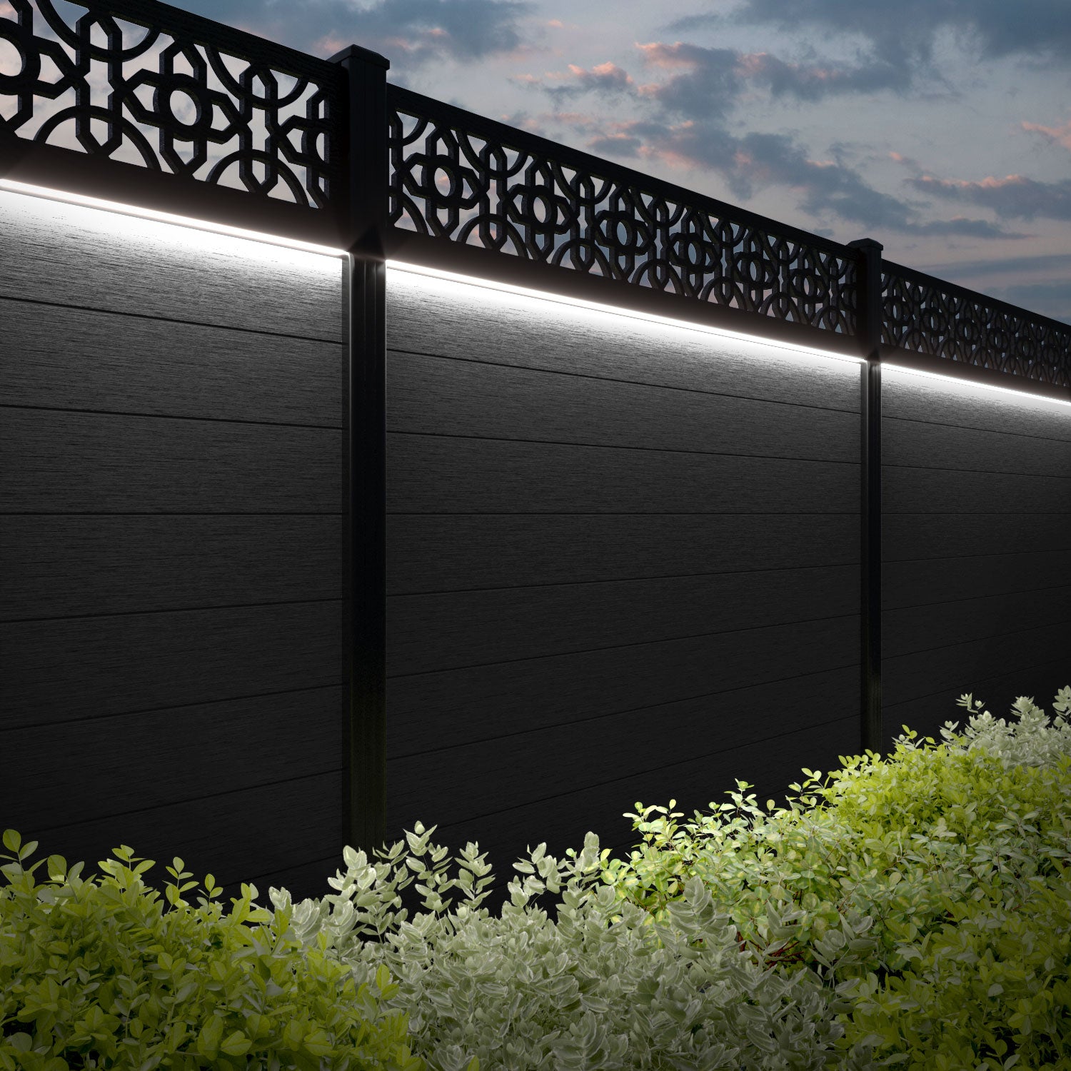 Fusion Nabila Fence Panel - Black - with our composite posts