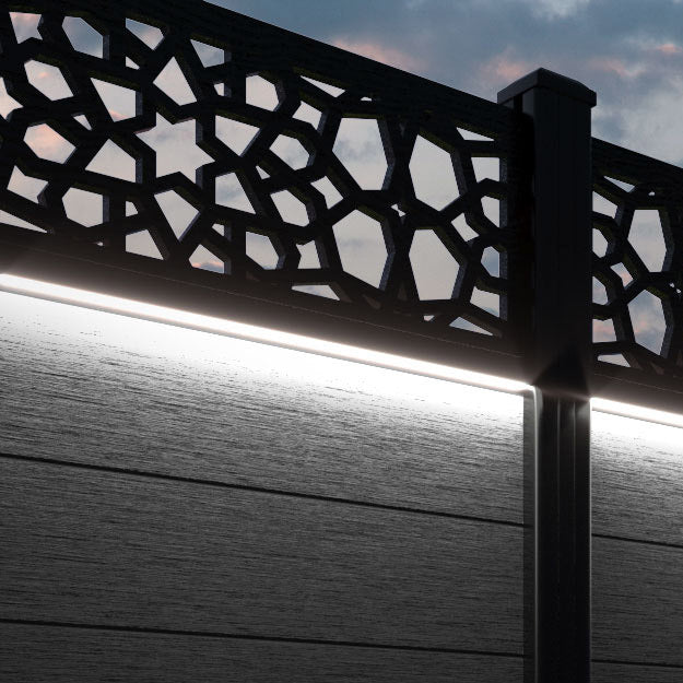 Fusion Nazira Fence Panel - Black - with our composite posts