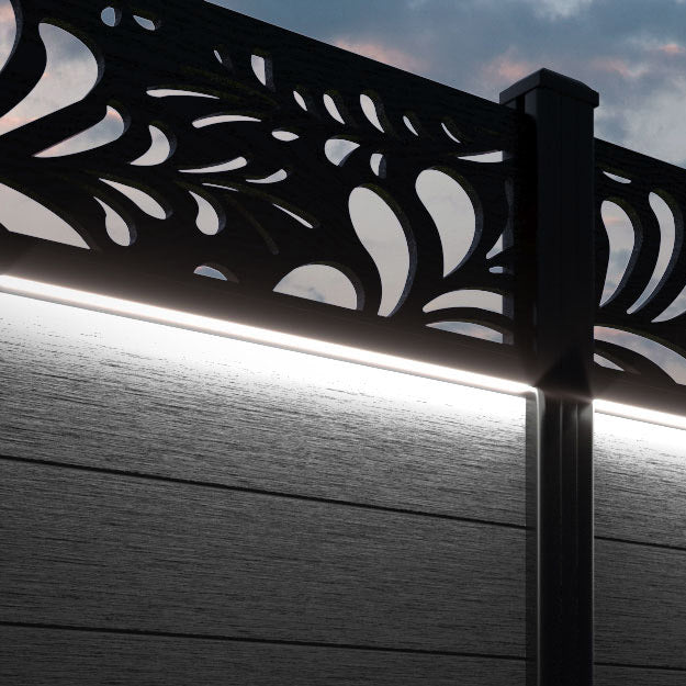 Fusion Petal Fence Panel - Black - with our aluminium posts