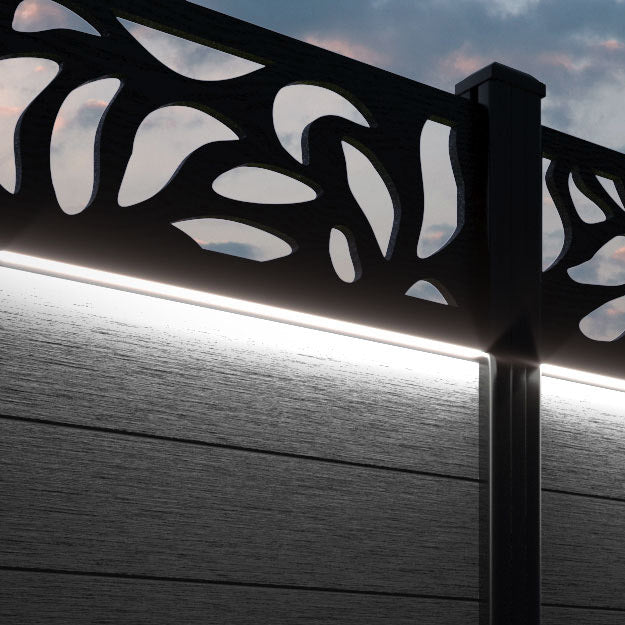 Fusion Plume Fence Panel - Black - with our aluminium posts