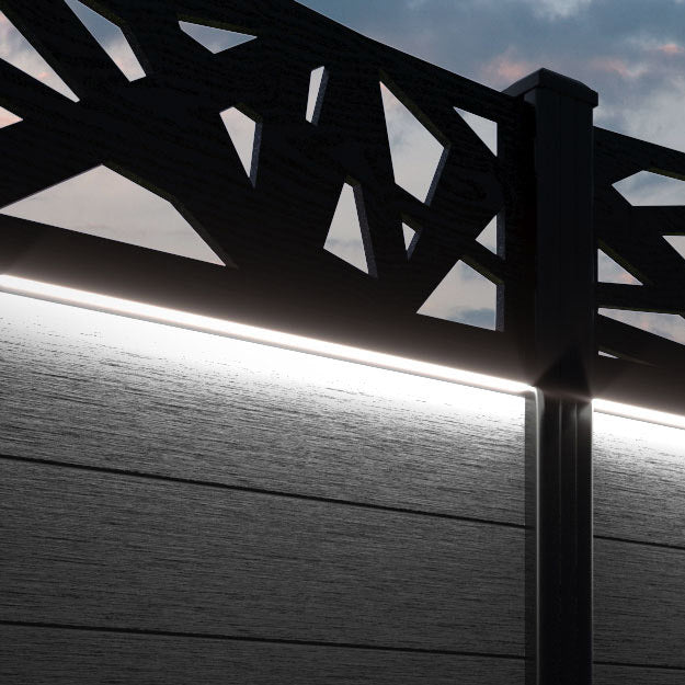 Fusion Prism Curved Top Fence Panel - Black - with our composite posts