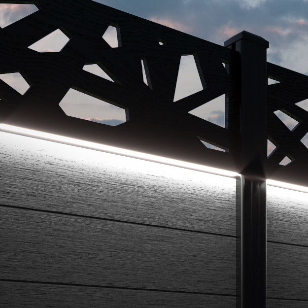 Fusion Prism Fence Panel - Black - with our aluminium posts