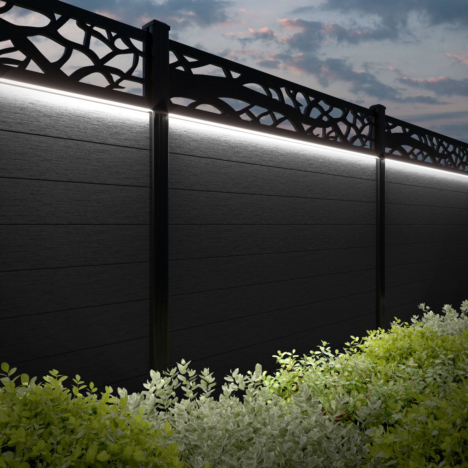 Fusion Twilight Fence Panel - Black - with our composite posts