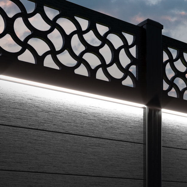 Fusion Vida Fence Panel - Black - with our aluminium posts
