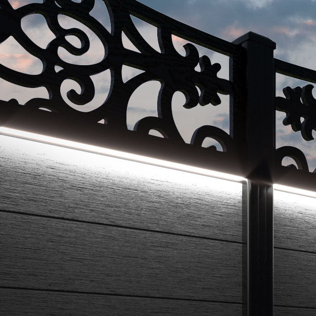 Fusion Windsor Curved Top Fence Panel - Black - with our composite posts