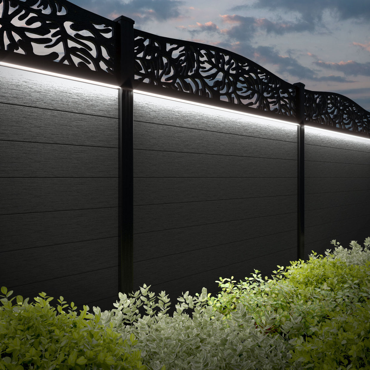 Fusion Botanic Curved Top Fence Panel - Dark Grey - with our composite ...