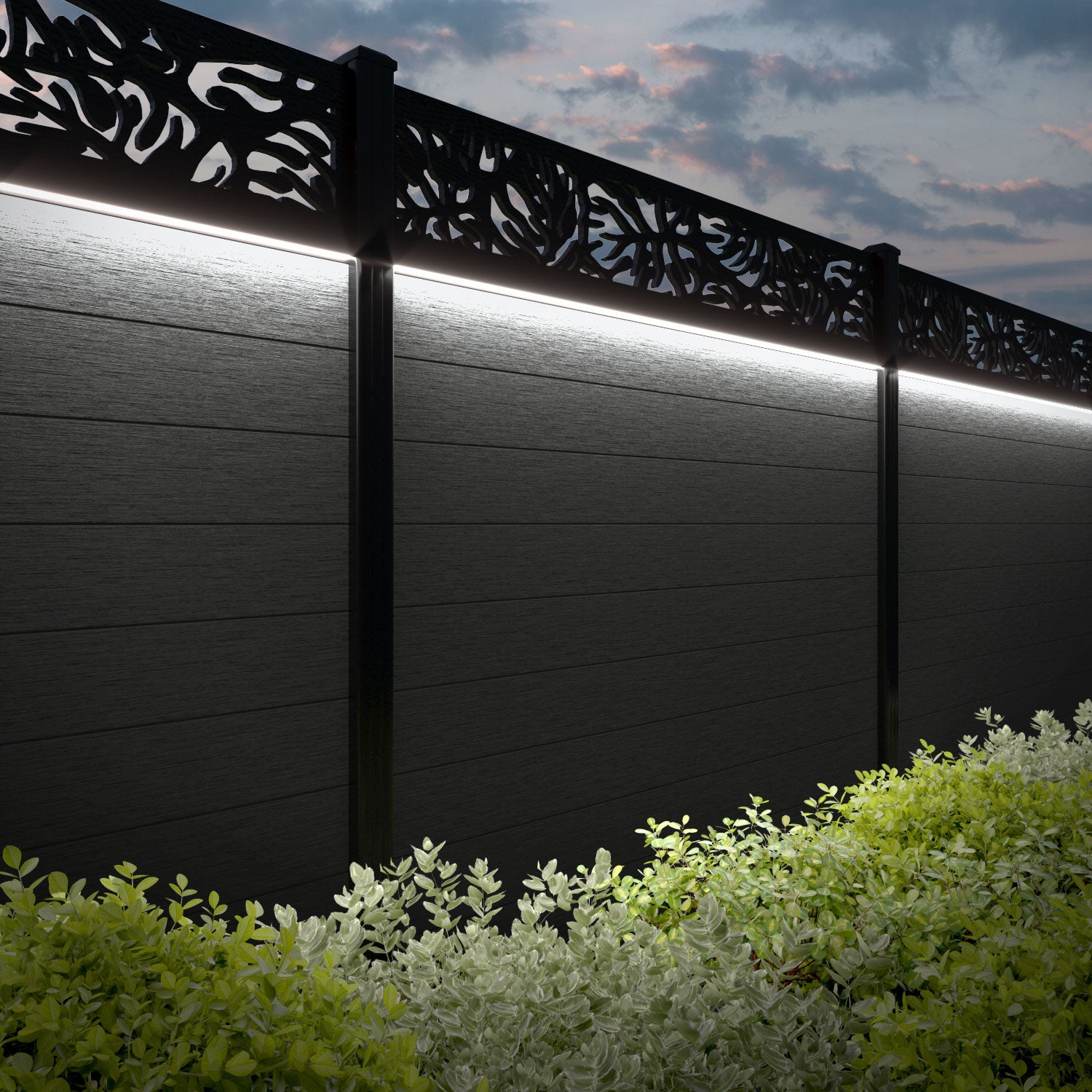 Fusion Botanic Fence Panel - Dark Grey - with our composite posts