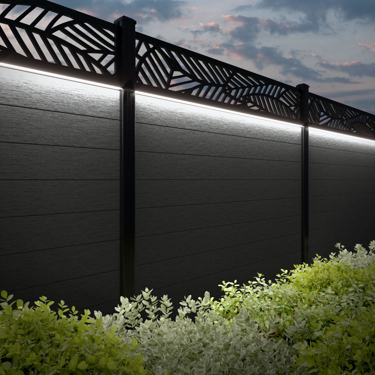 Fusion Habitat Fence Panel - Dark Grey - with our composite posts