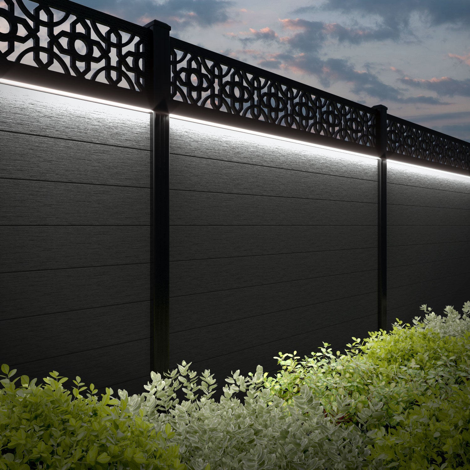 Fusion Nabila Fence Panel - Dark Grey - with our composite posts