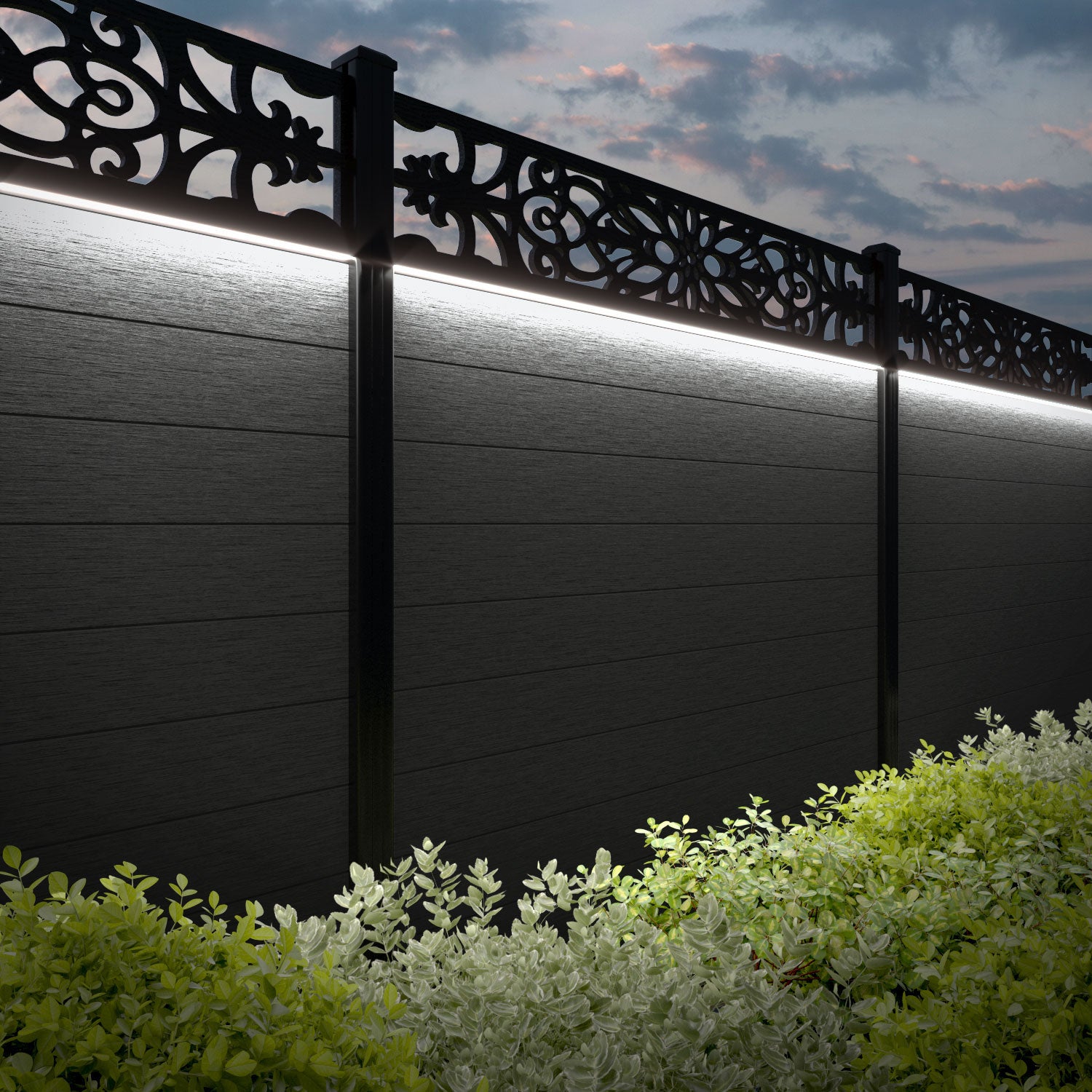 Fusion Windsor Fence Panel - Dark Grey - with our aluminium posts