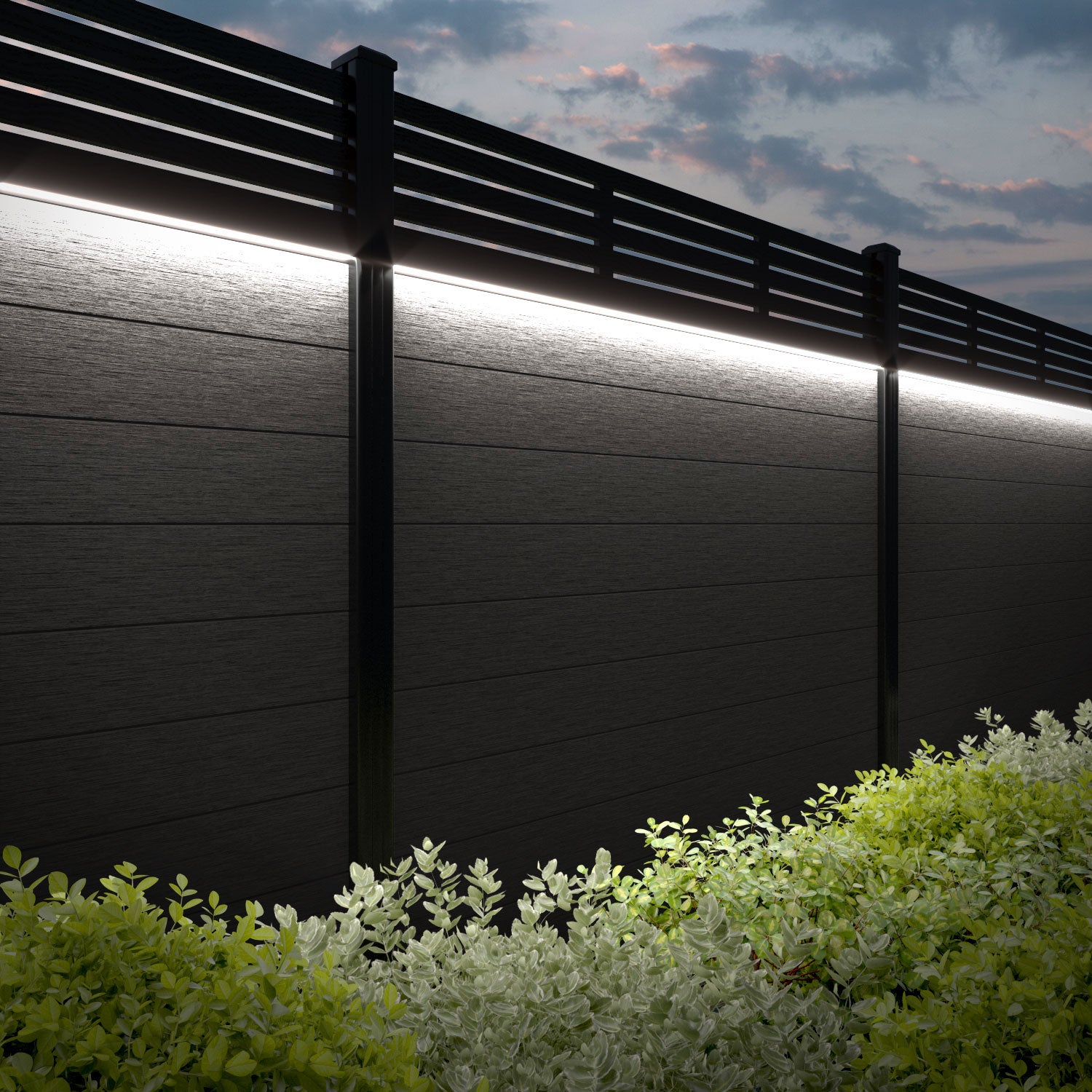 Fusion Aspen Fence Panel - Dark Oak - with our composite posts