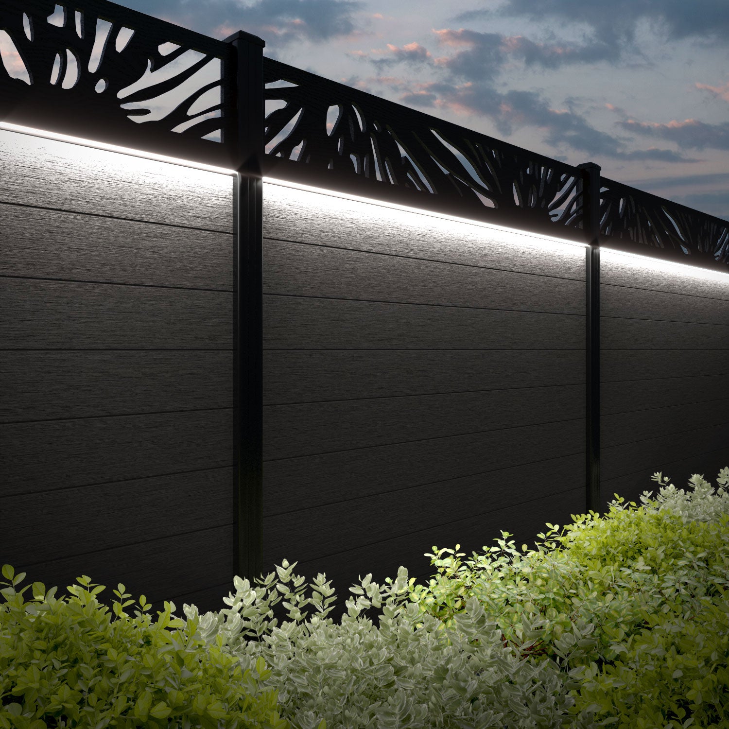 Fusion Poppy Fence Panel - Dark Oak - with our composite posts