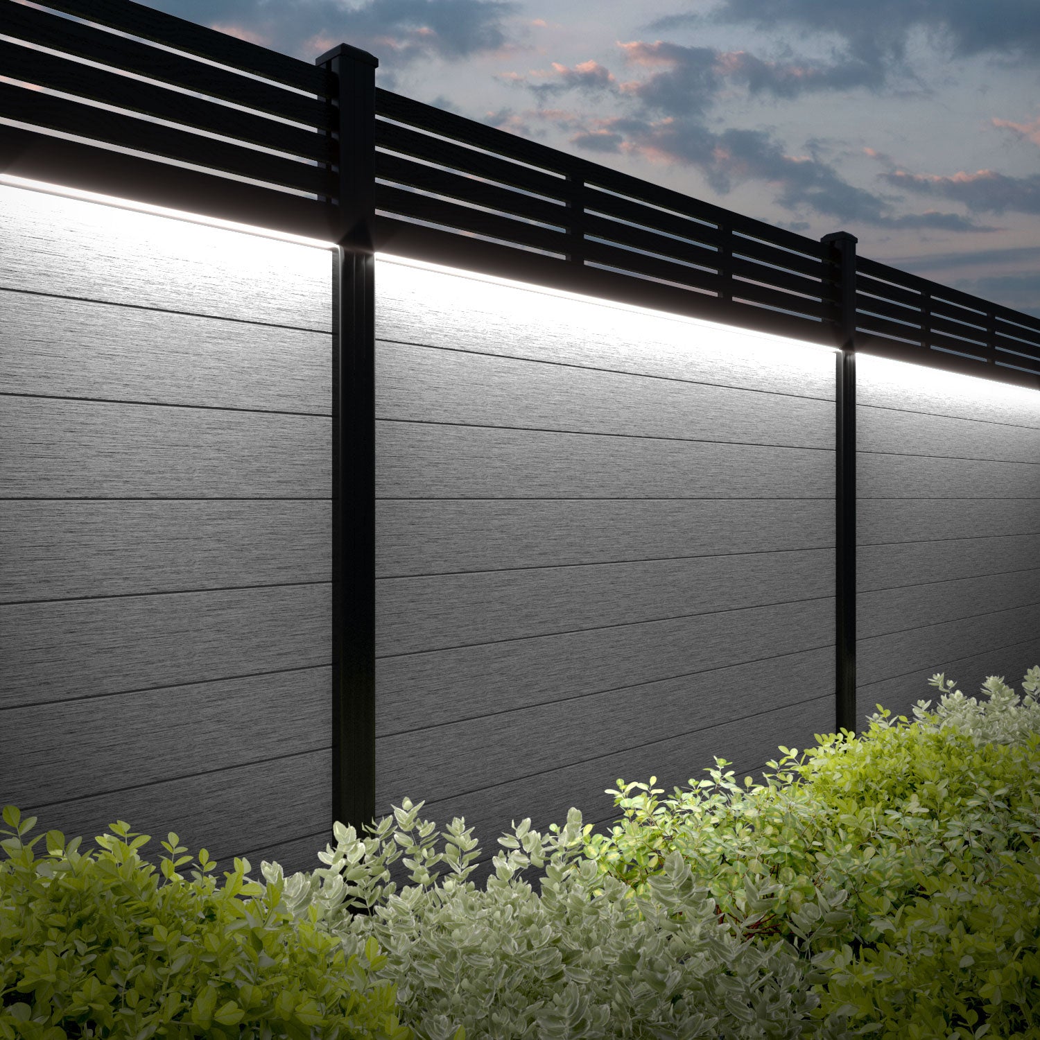 Fusion Aspen Fence Panel - Light Grey - with our aluminium posts