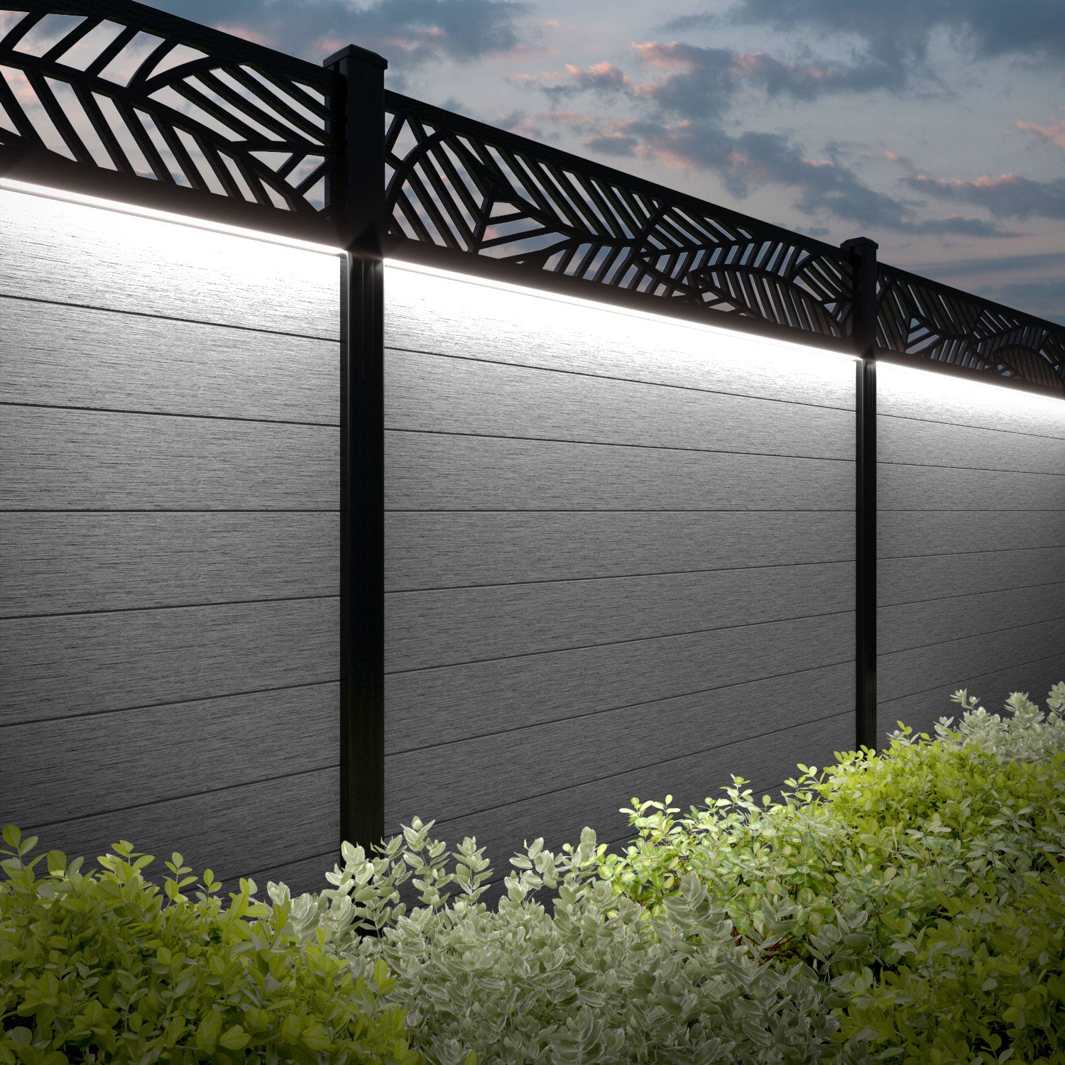 Fusion Habitat Fence Panel - Light Grey - with our aluminium posts