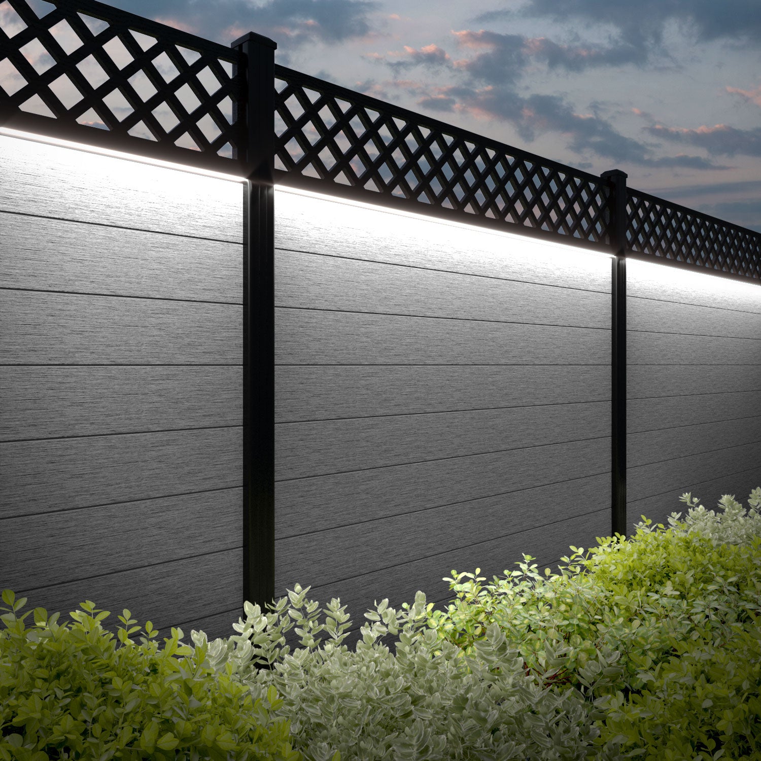 Fusion Hive Fence Panel - Light Grey - with our composite posts
