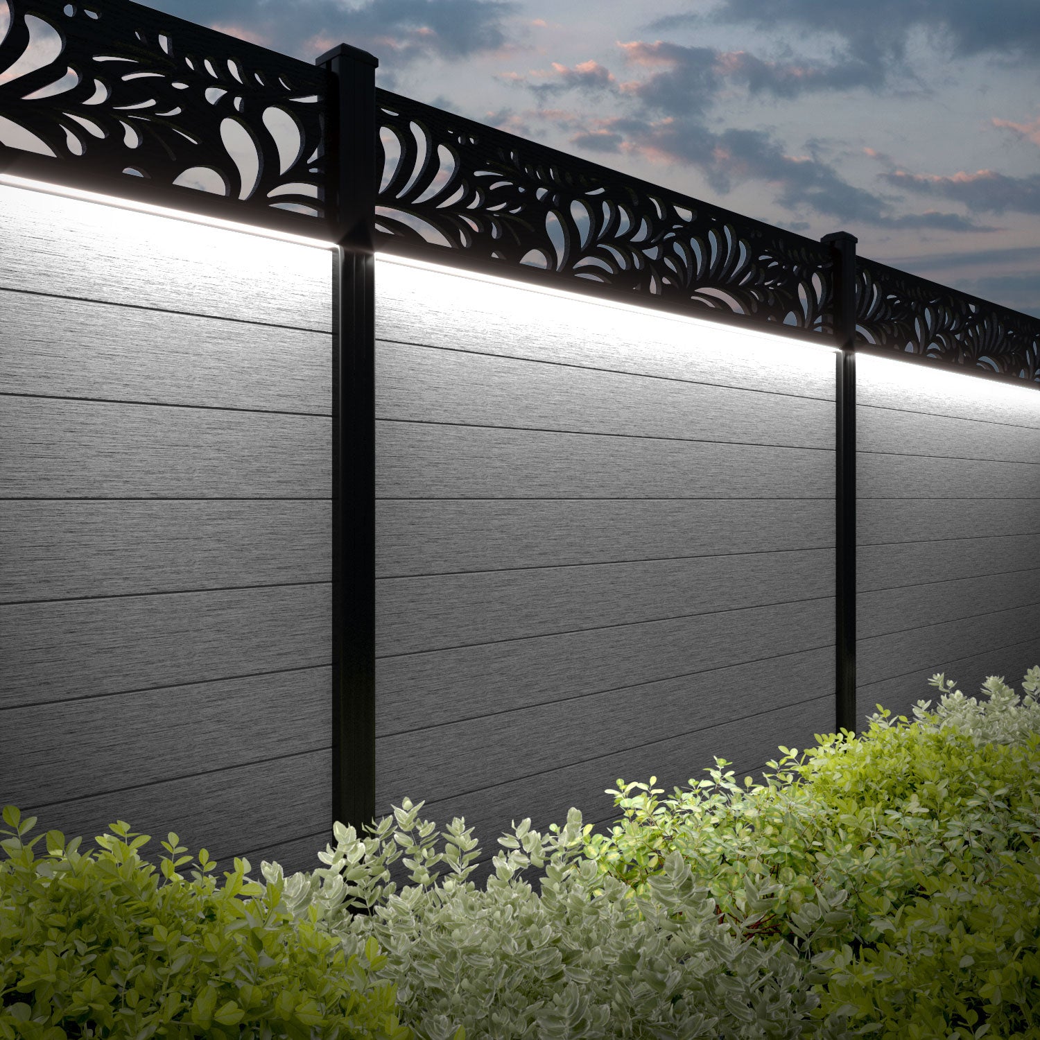 Fusion Petal Fence Panel - Light Grey - with our composite posts