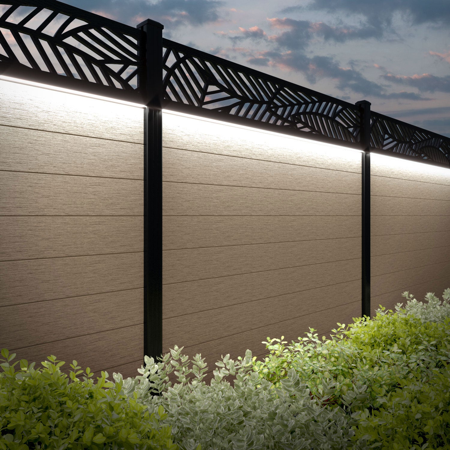 Fusion Habitat Fence Panel - Light Oak - with our composite posts