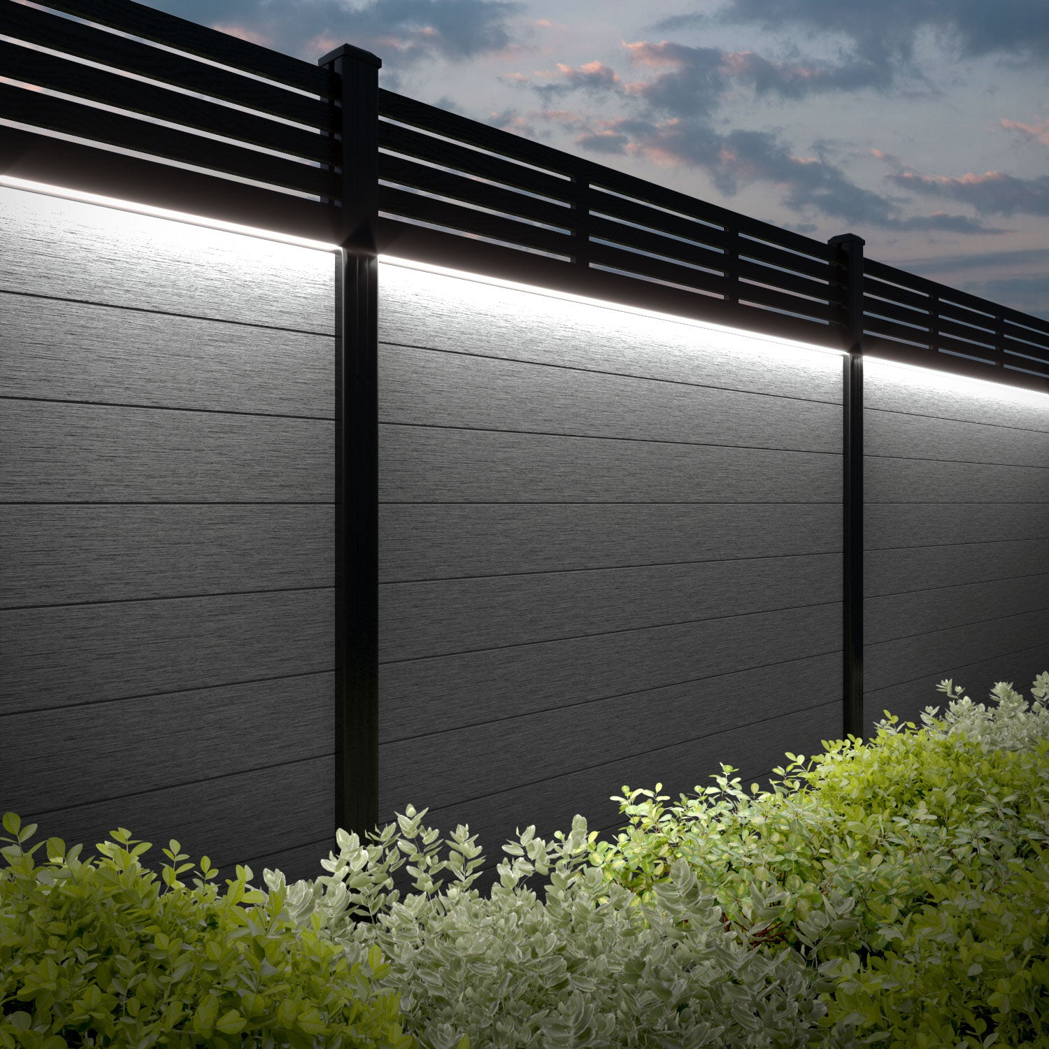 Fusion Aspen Fence Panel - Mid Grey - with our composite posts