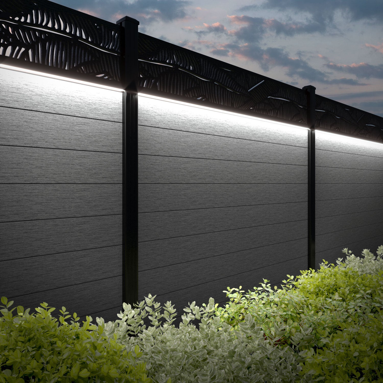 Fusion Feather Fence Panel - Mid Grey - with our composite posts