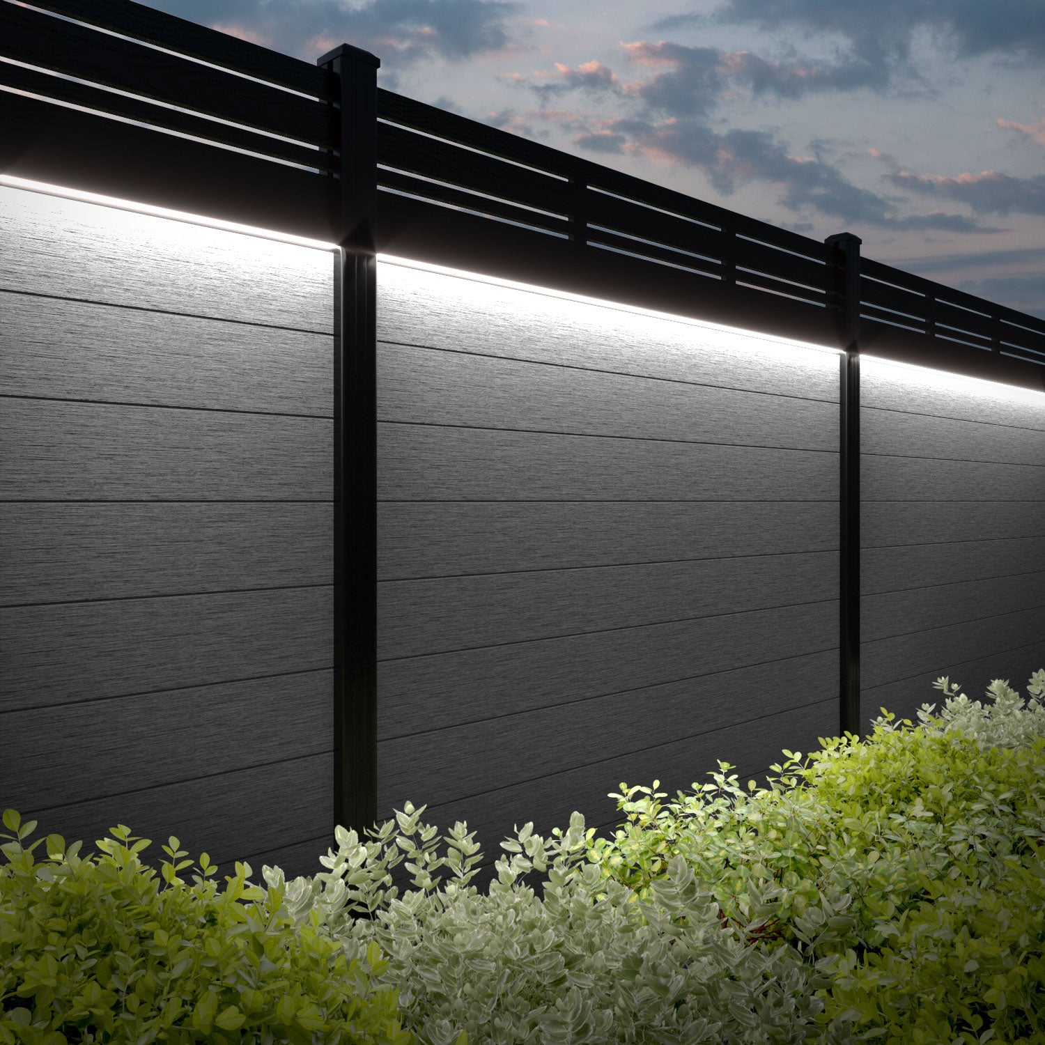 Fusion Linea Fence Panel - Mid Grey - with our composite posts