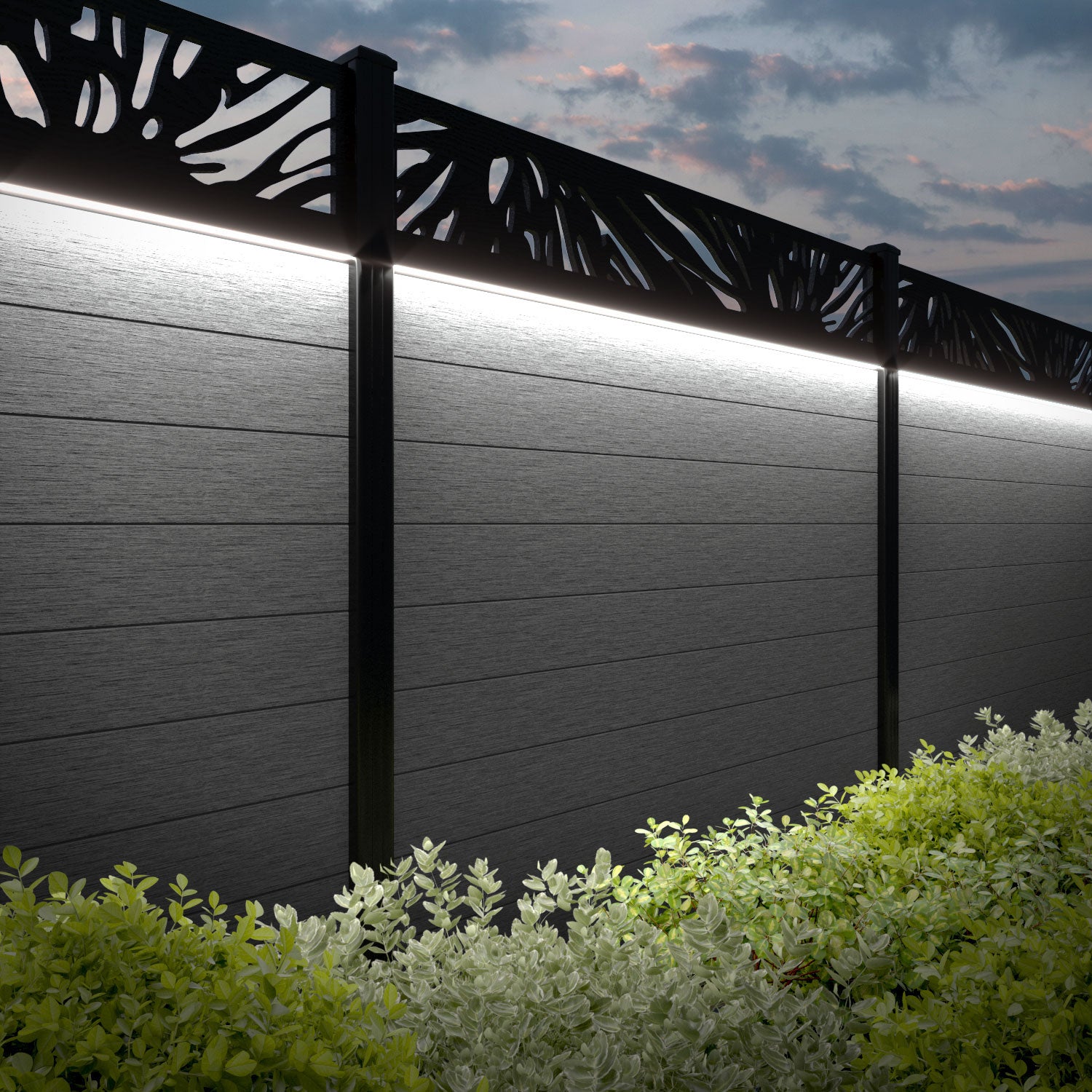 Fusion Poppy Fence Panel - Mid Grey - with our composite posts