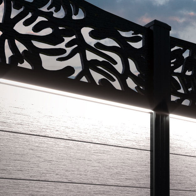 Fusion Botanic Curved Top Fence Panel - Mid Stone - with our composite posts