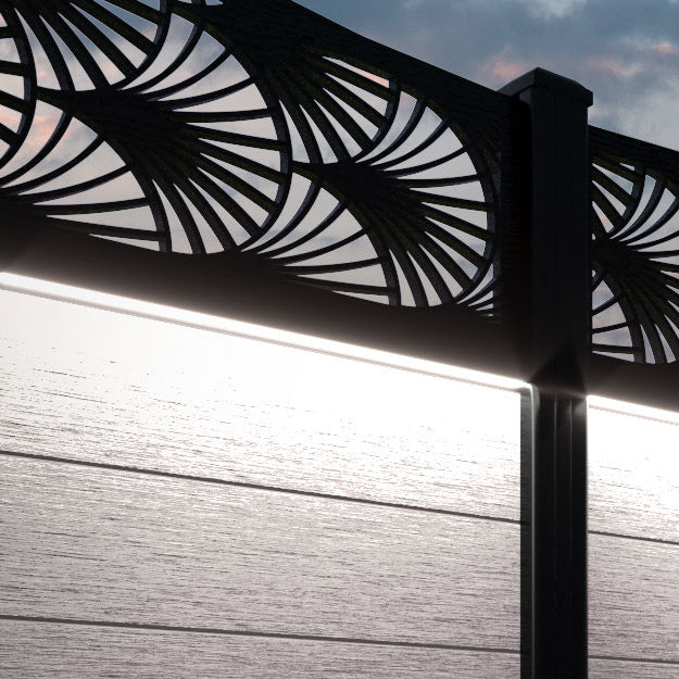 Fusion Laurel Curved Top Fence Panel - Mid Stone - with our composite posts