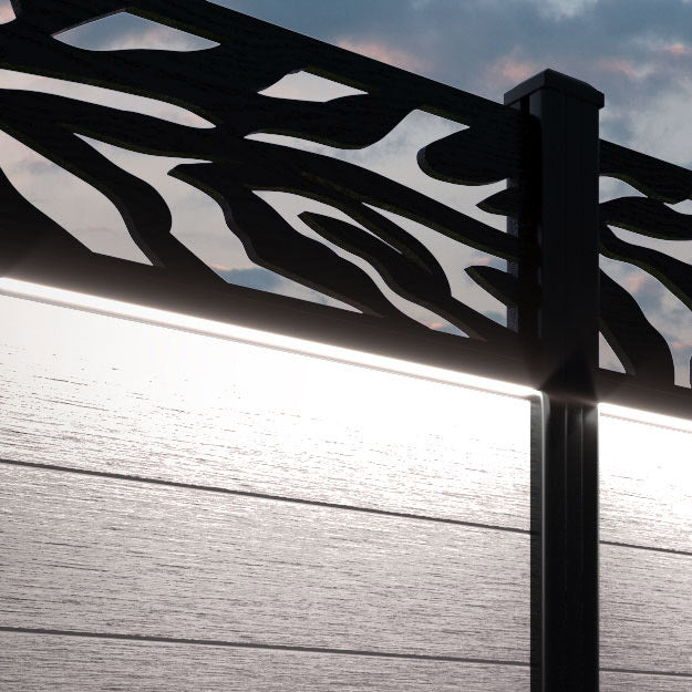 Fusion Malawi Fence Panel - Mid Stone - with our aluminium posts