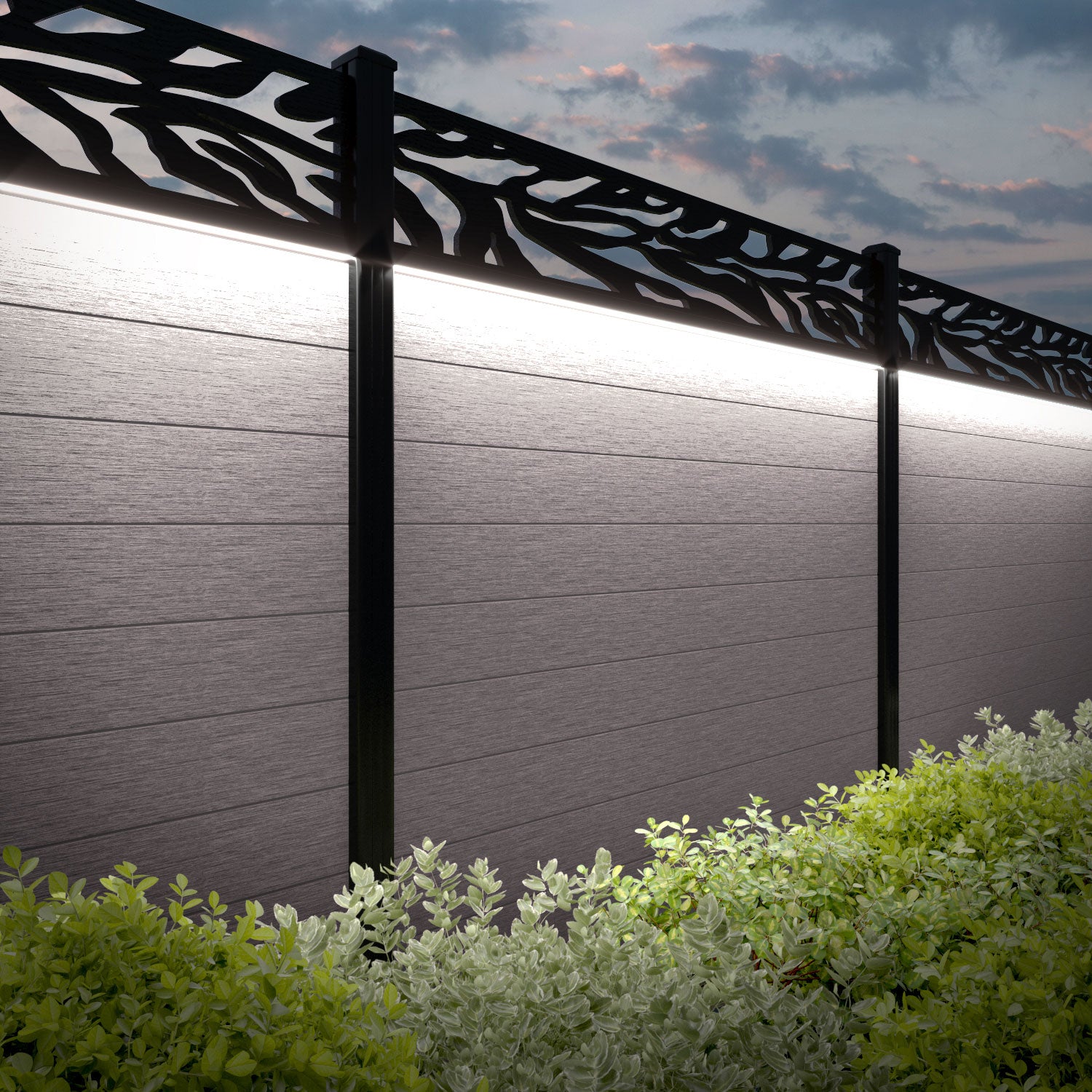 Fusion Malawi Fence Panel - Mid Stone - with our aluminium posts