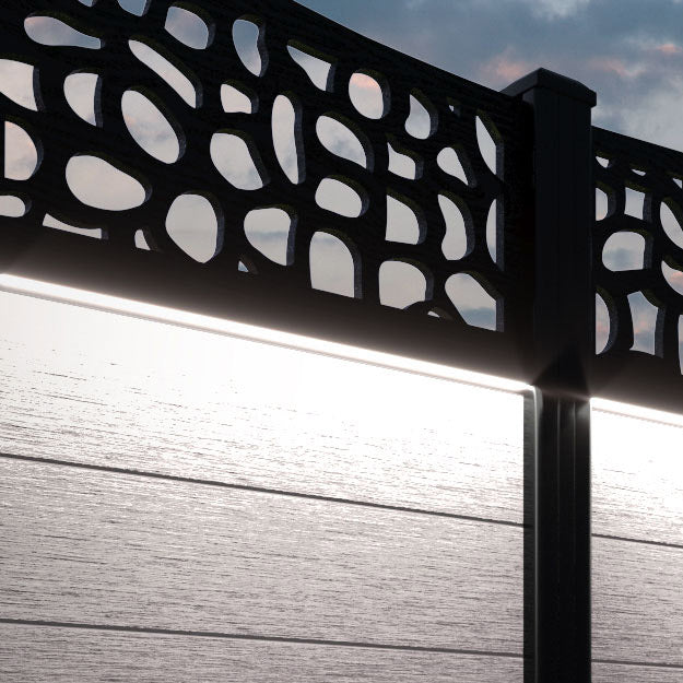 Fusion Pebble Curved Top Fence Panel - Mid Stone - with our composite posts