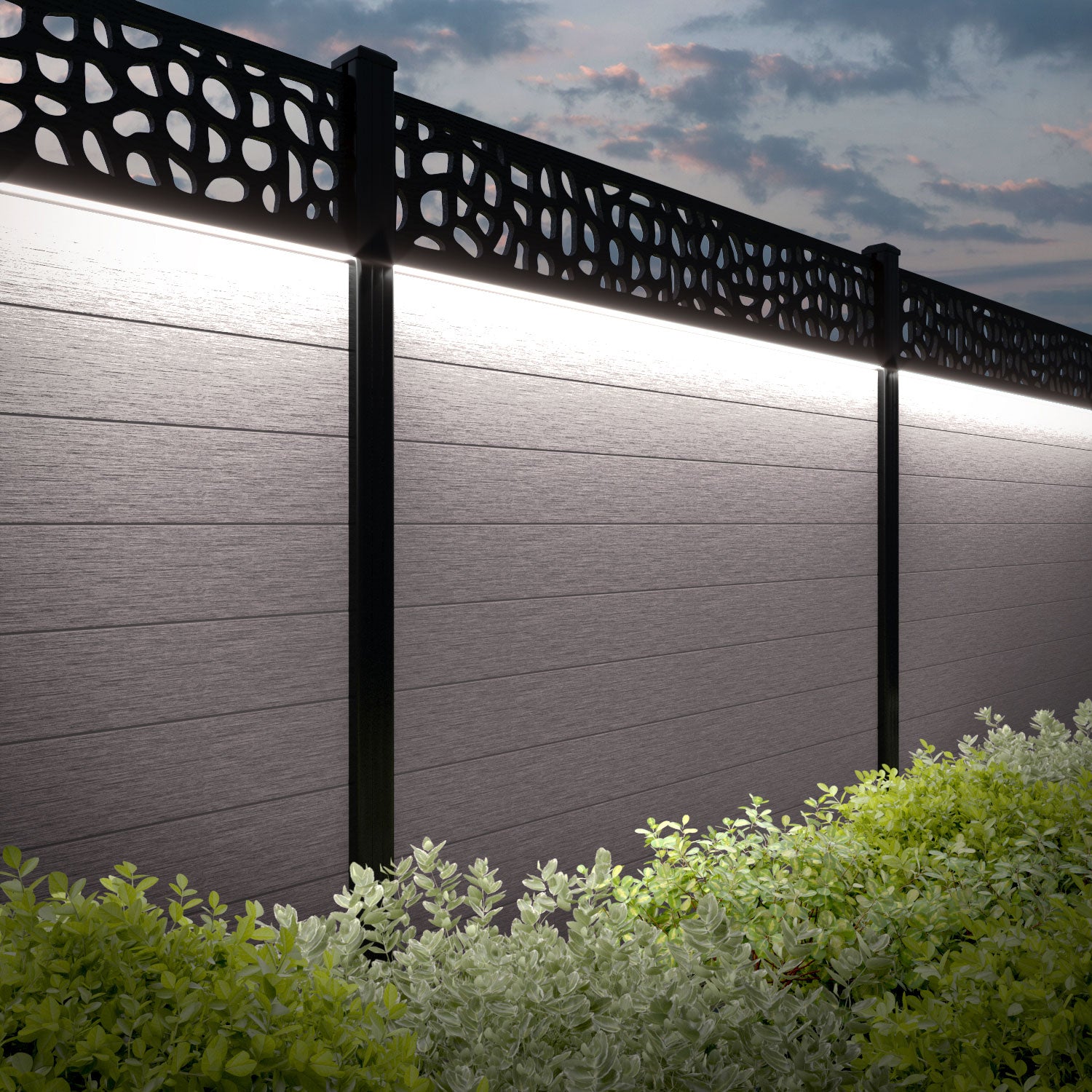 Fusion Pebble Fence Panel - Mid Stone - with our composite posts