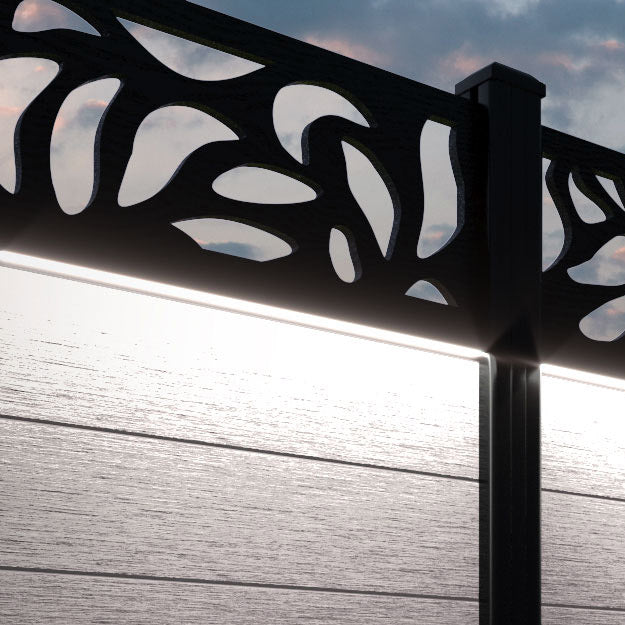 Fusion Plume Fence Panel - Mid Stone - with our aluminium posts