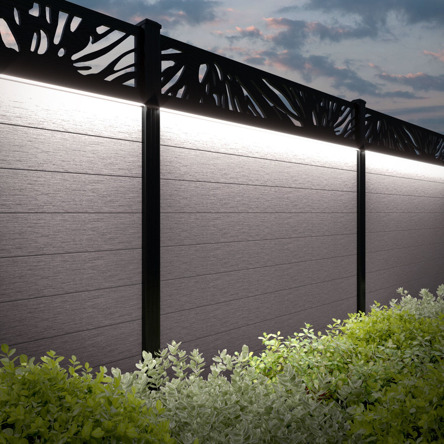 Fusion Poppy Fence Panel - Mid Stone - with our composite posts