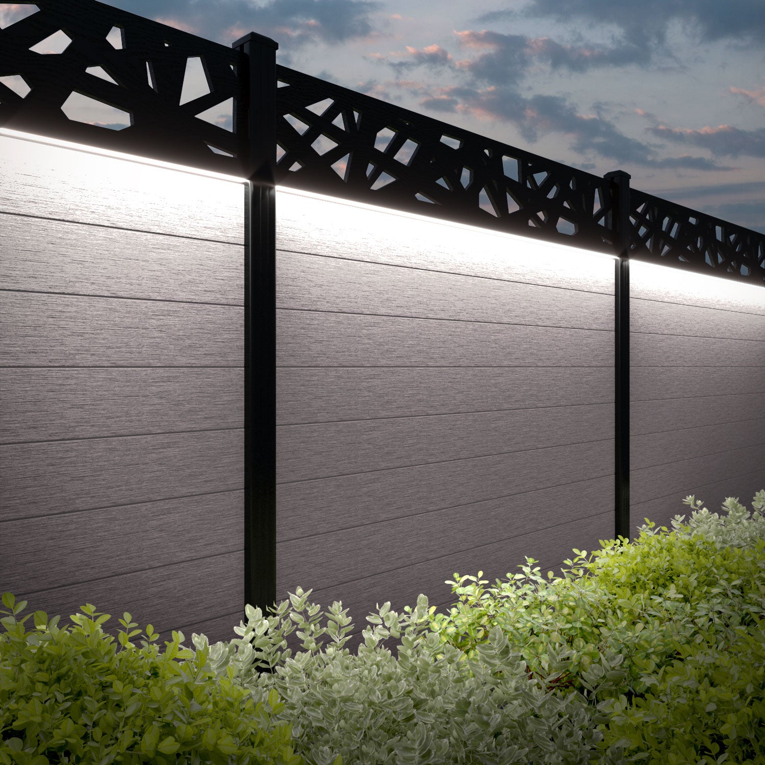 Fusion Prism Fence Panel - Mid Stone - with our composite posts