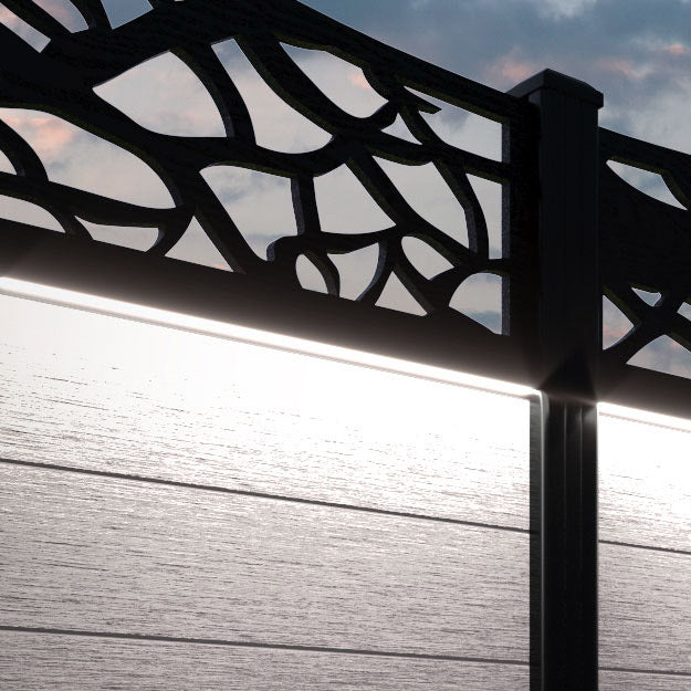 Fusion Twilight Curved Top Fence Panel - Mid Stone - with our composite posts