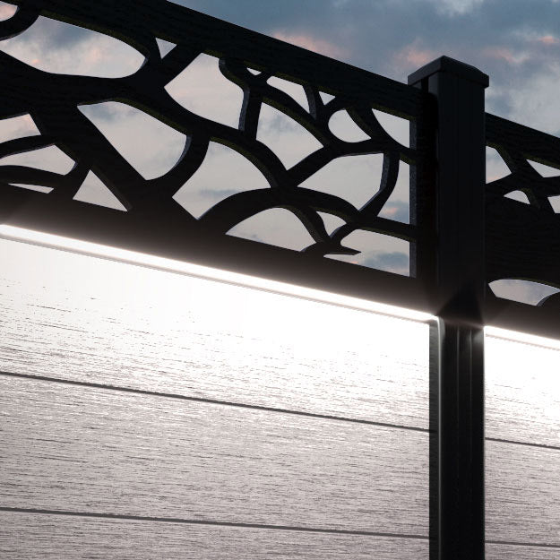 Fusion Twilight Fence Panel - Mid Stone - with our aluminium posts