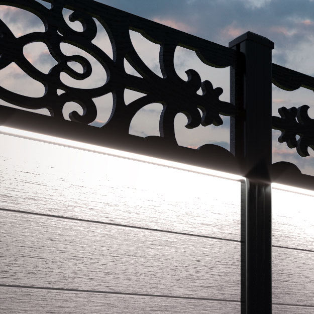 Fusion Windsor Fence Panel - Mid Stone - with our aluminium posts