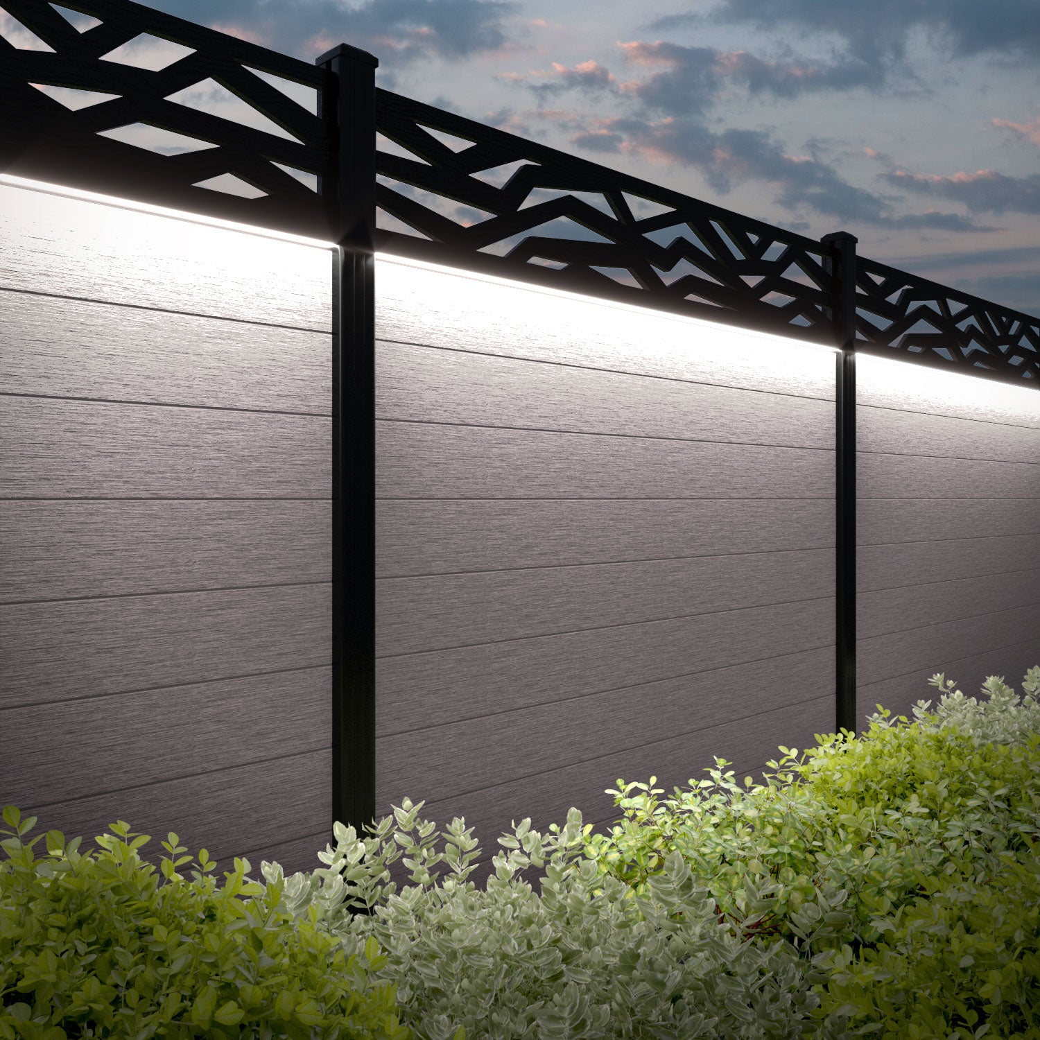 Fusion Zenith Fence Panel - Mid Stone - with our composite posts