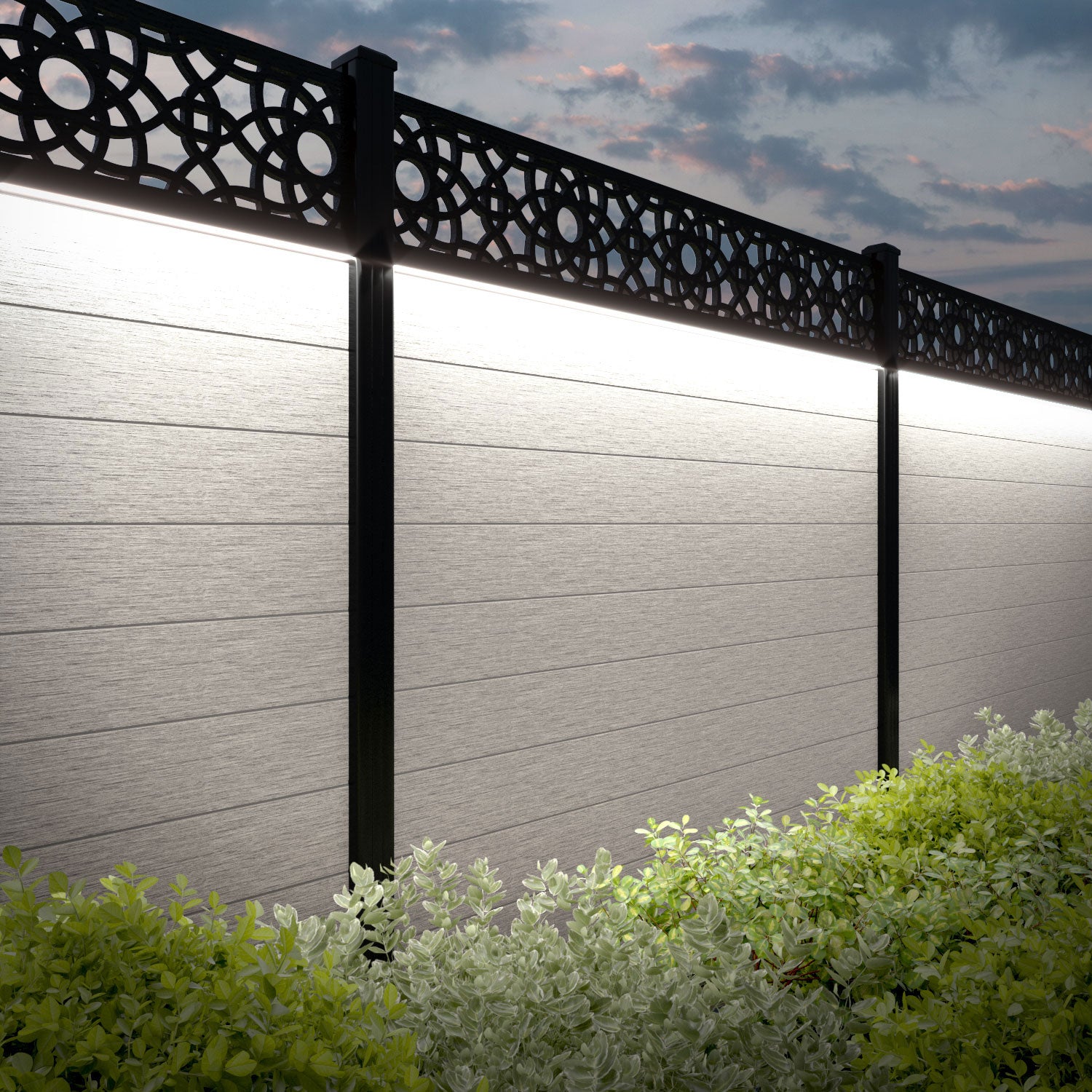 Fusion Ambar Fence Panel - Light Stone - with our composite posts