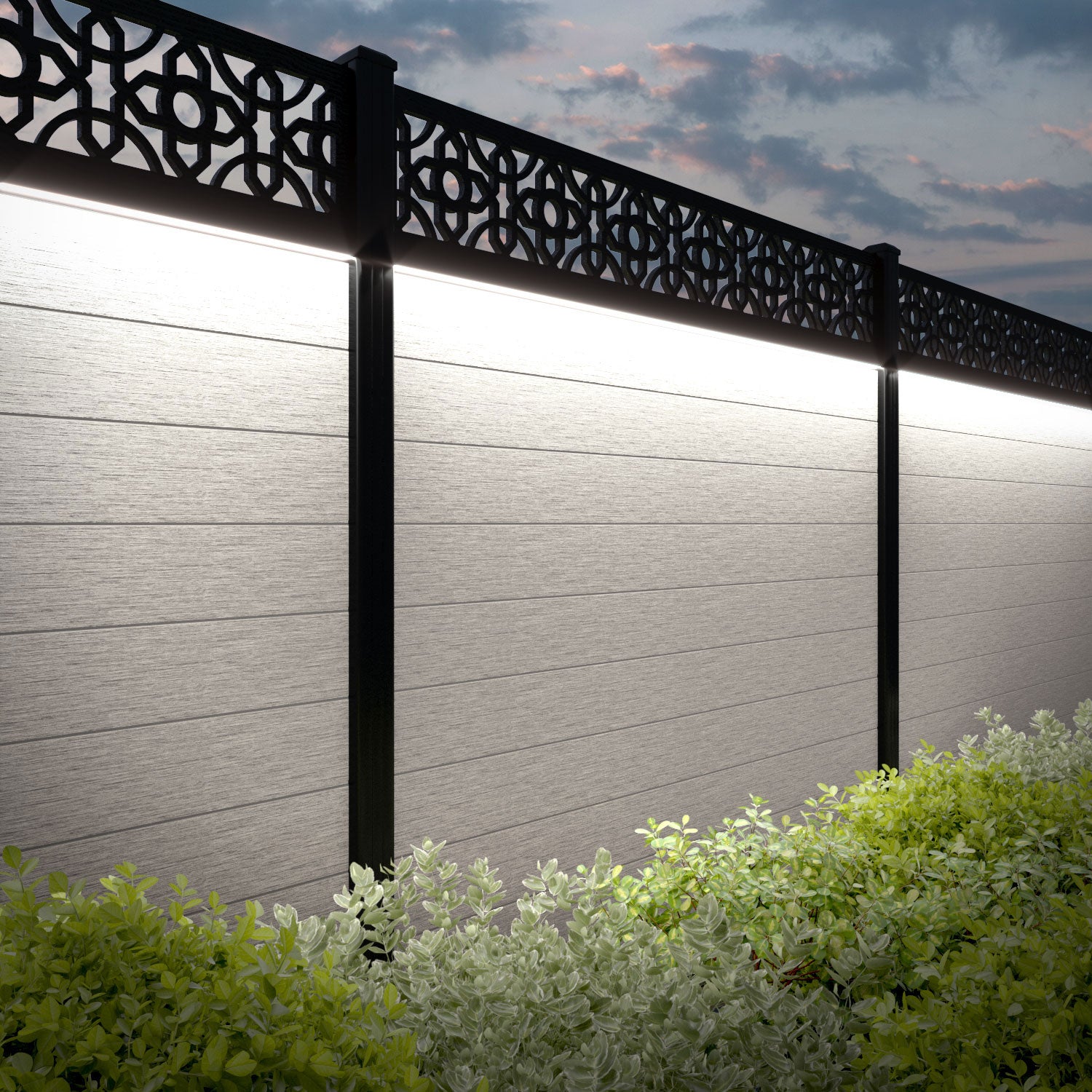 Fusion Nabila Fence Panel - Light Stone - with our aluminium posts