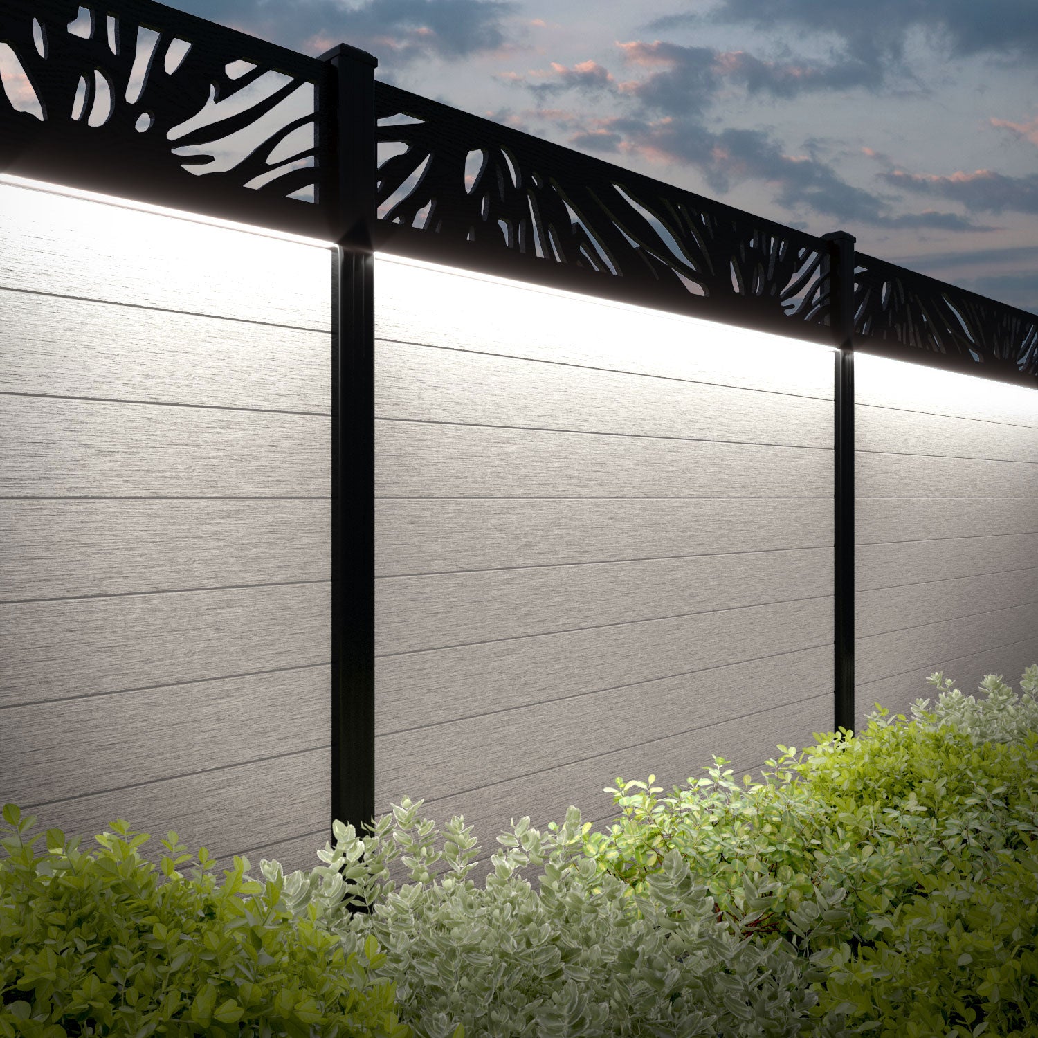 Fusion Poppy Fence Panel - Light Stone - with our composite posts