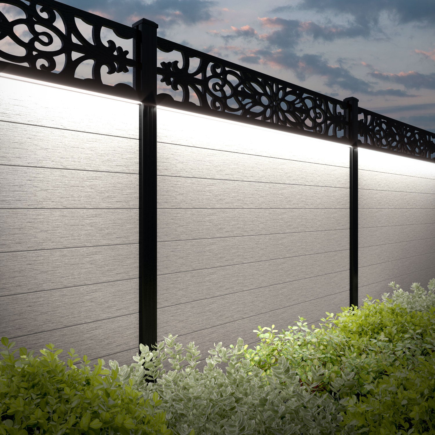 Fusion Windsor Fence Panel - Light Stone - with our aluminium posts
