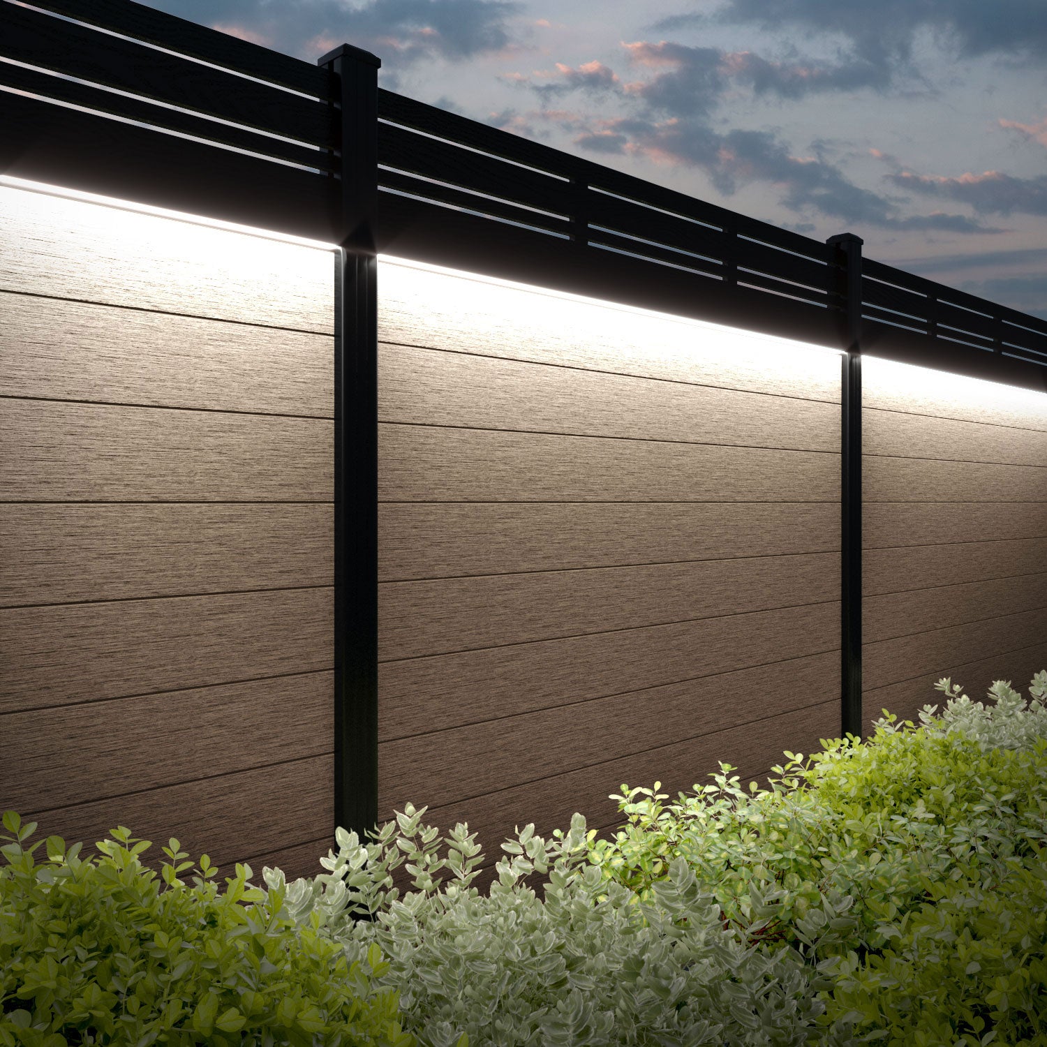 Fusion Linea Fence Panel - Teak - with our composite posts