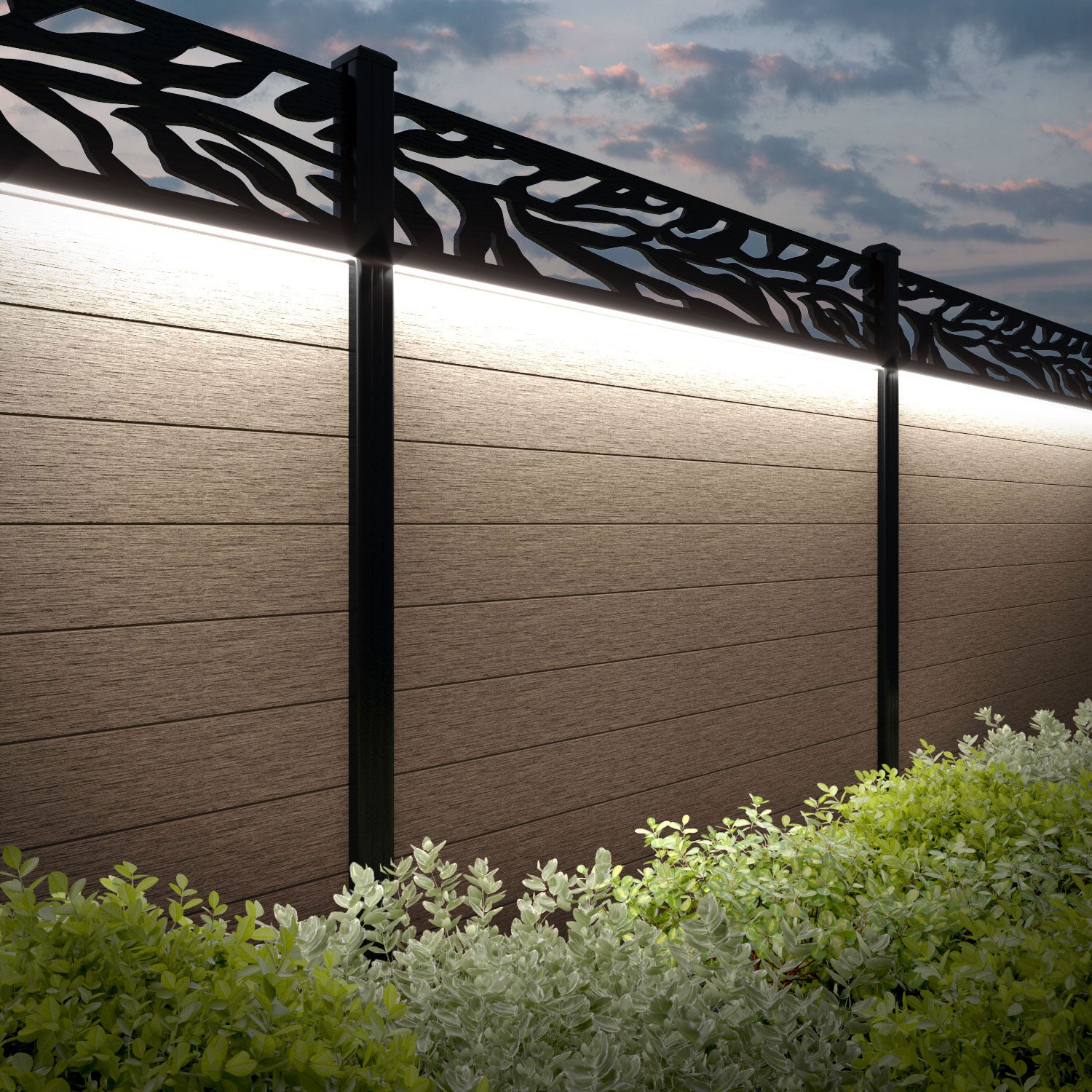 Fusion Malawi Fence Panel - Teak - with our composite posts